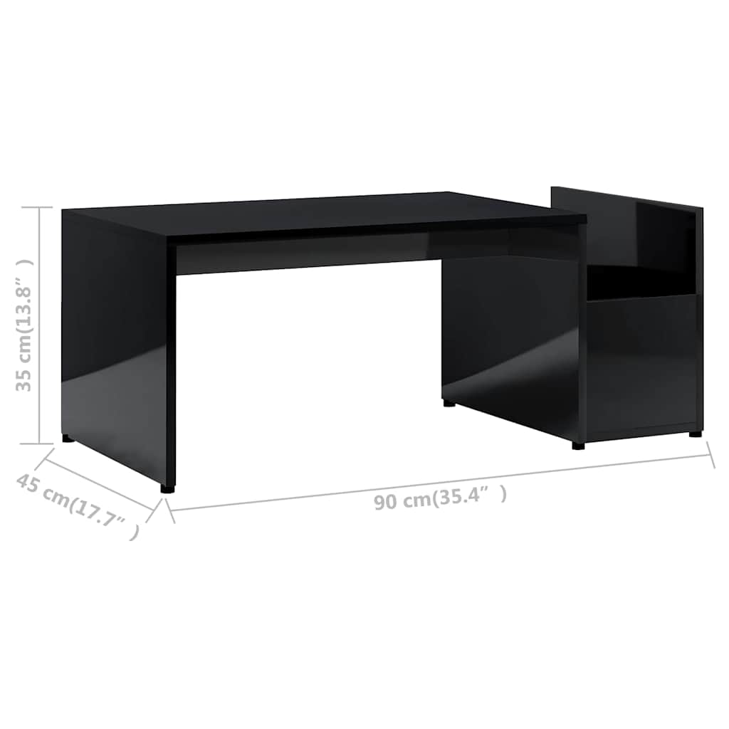 Coffee Table High Gloss Black 90x45x35 cm Engineered Wood
