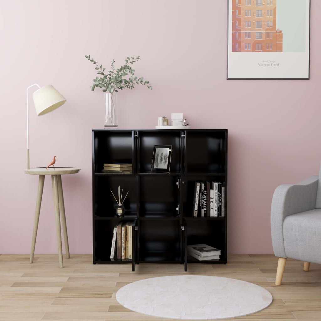 Book Cabinet Black 90x30x90 cm Engineered Wood