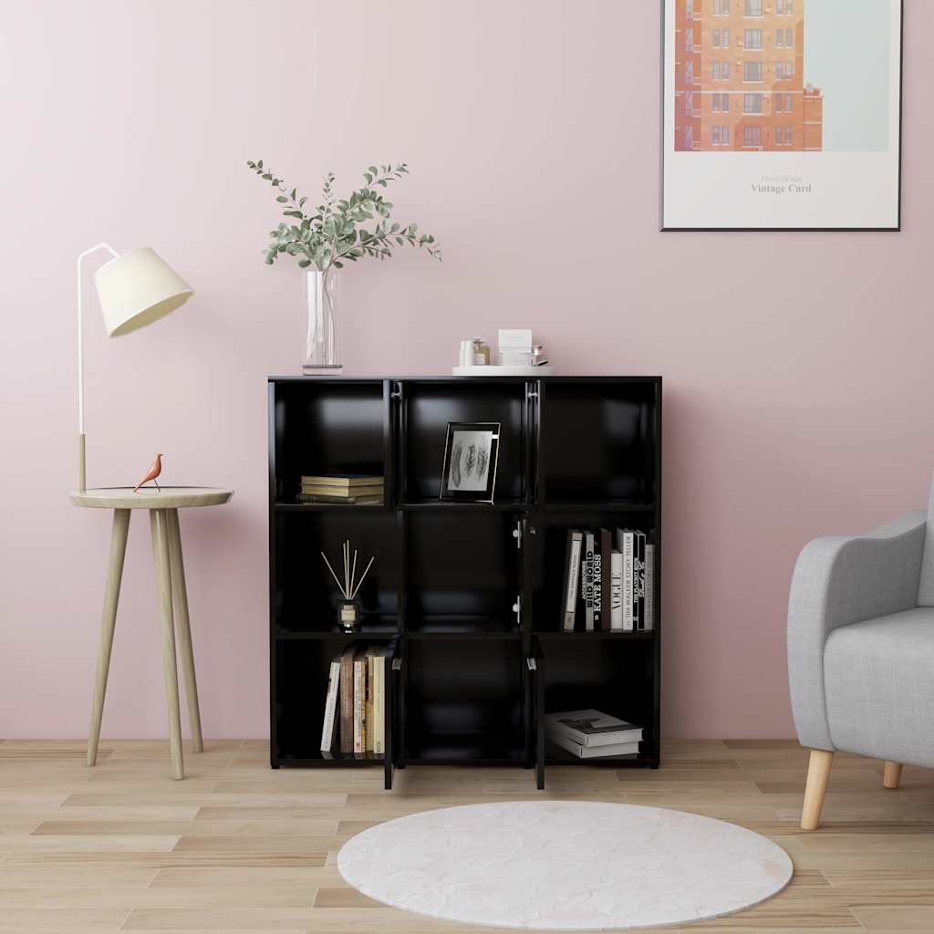 Book Cabinet Black 90x30x90 cm Engineered Wood