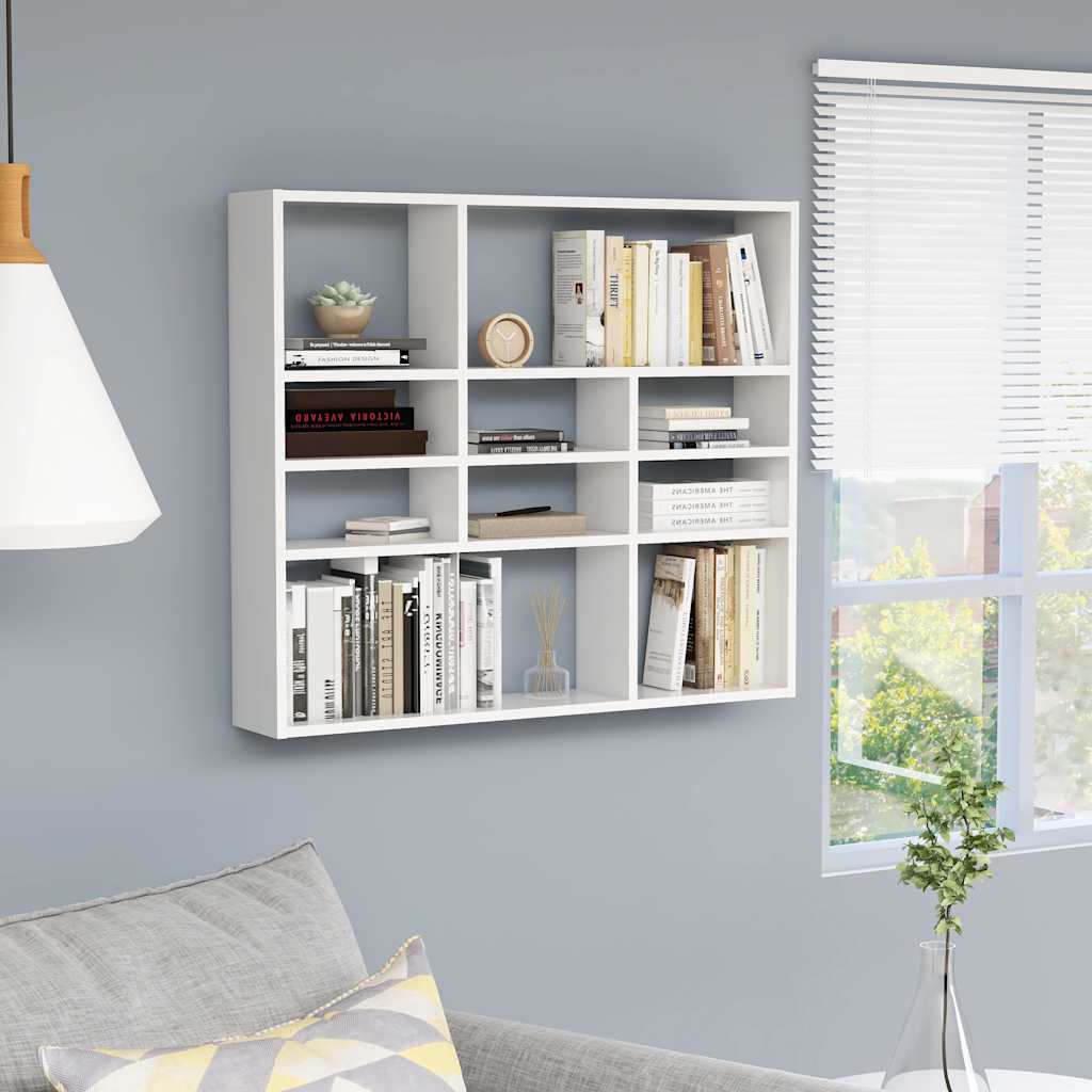 Wall Shelf White 90x16x78 cm Engineered Wood