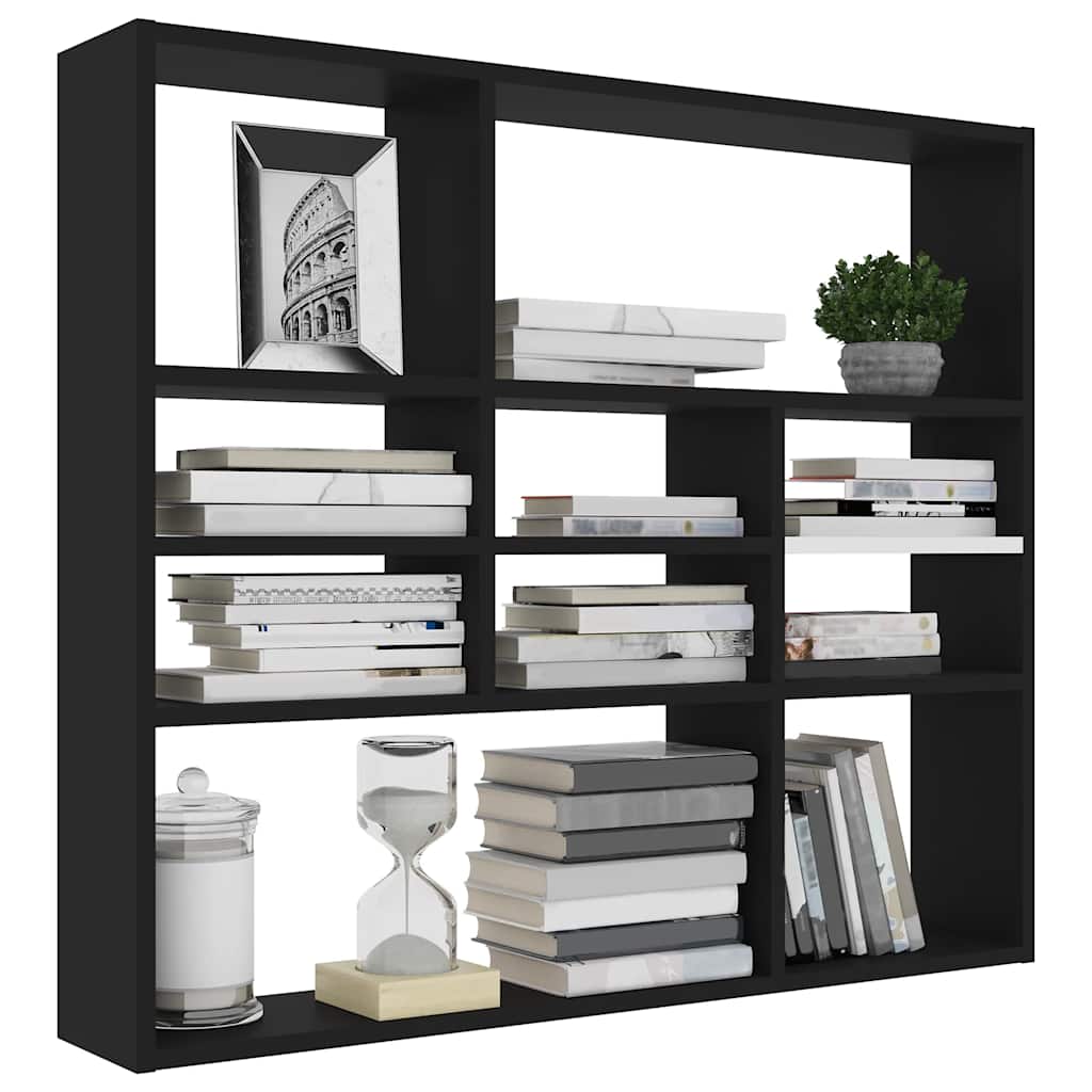 Wall Shelf Black 90x16x78 cm Engineered Wood