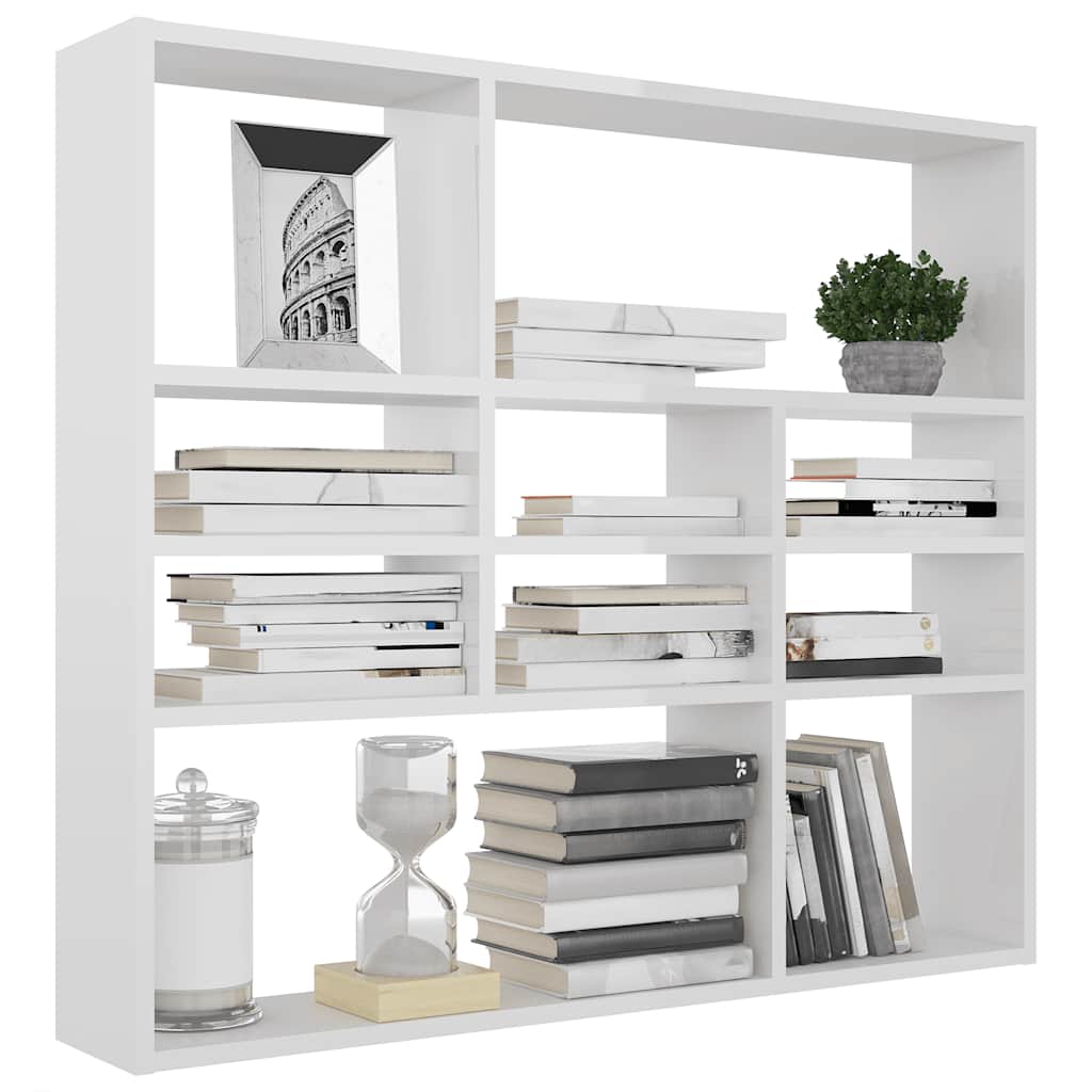 Wall Shelf High Gloss White 90x16x78 cm Engineered Wood