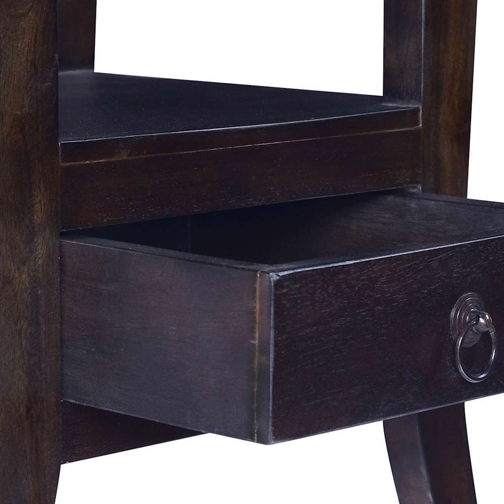 Bedside Cabinet Light Black Coffee Solid Mahogany Wood