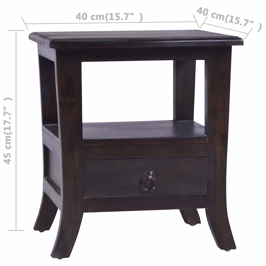 Bedside Cabinet Light Black Coffee Solid Mahogany Wood