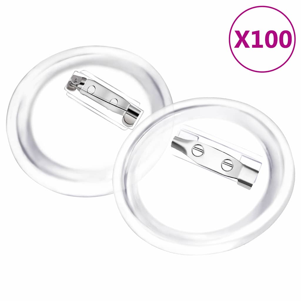 Button Badges Kit with Pins 100 Sets Acrylic 37 mm