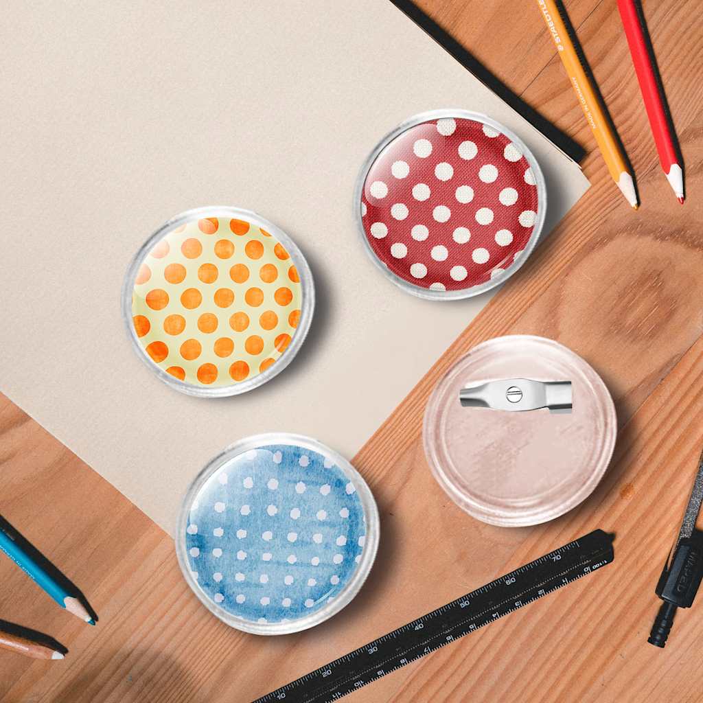 Button Badges Kit with Pins 100 Sets Acrylic 25 mm