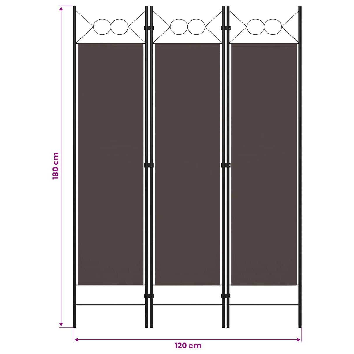 3-Panel Room Divider Brown 120x180 cm