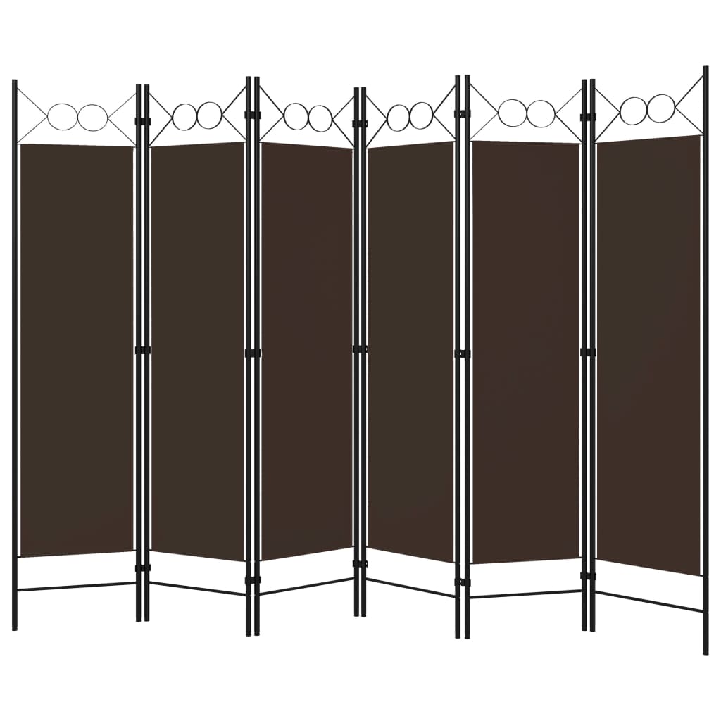 6-Panel Room Divider Brown 240x180 cm
