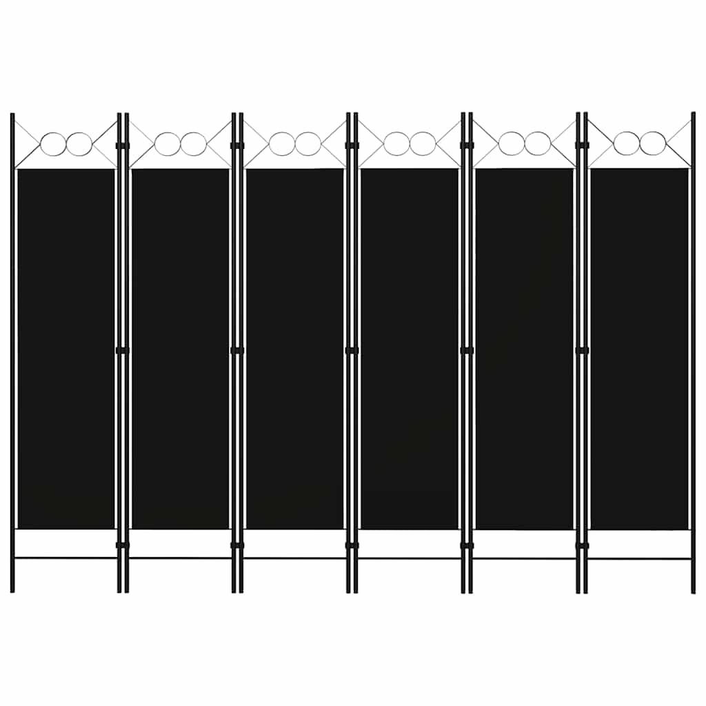 6-Panel Room Divider Black 240x180 cm