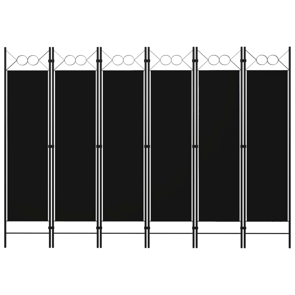 6-Panel Room Divider Black 240x180 cm