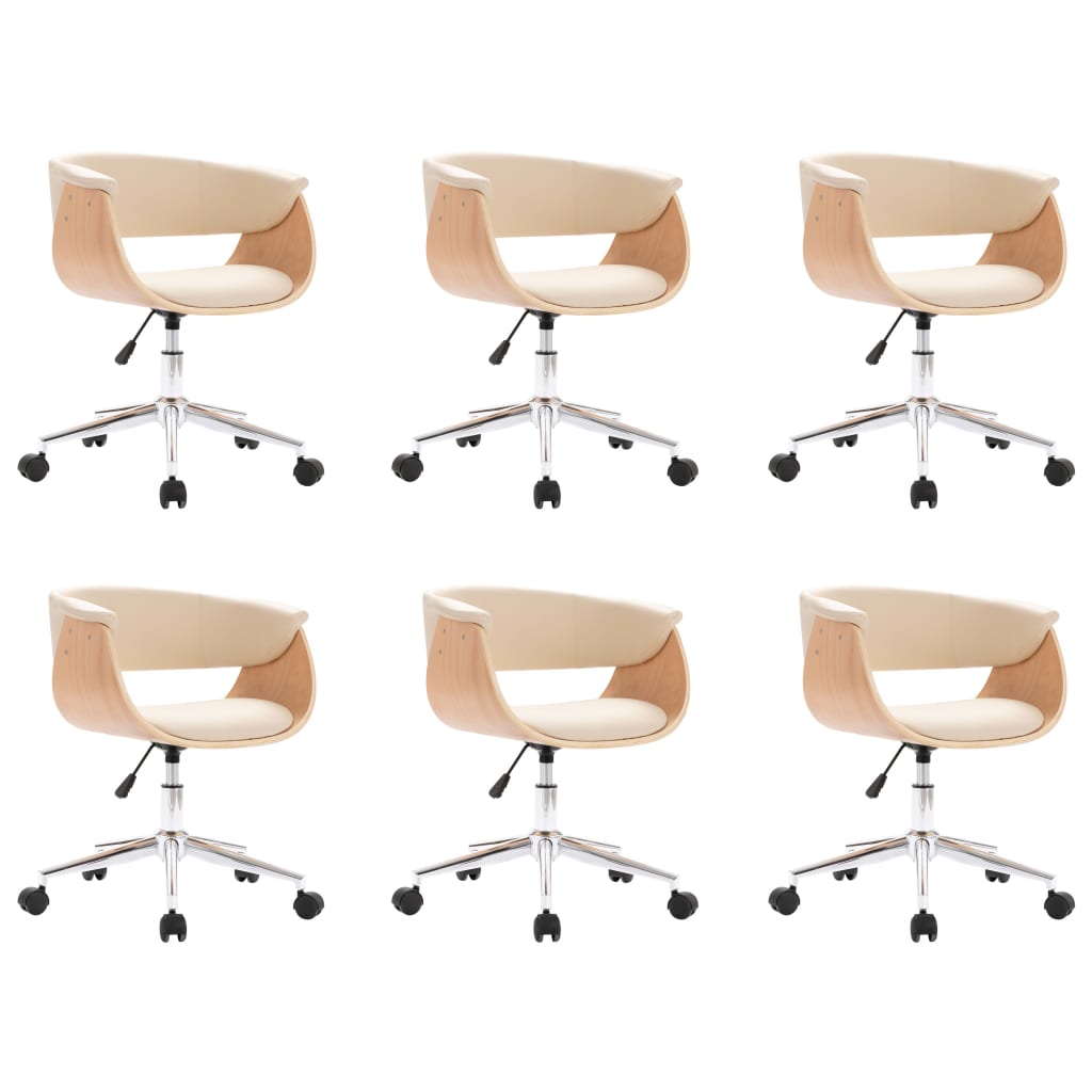 Swivel Dining Chairs 6 pcs Cream Faux Leather