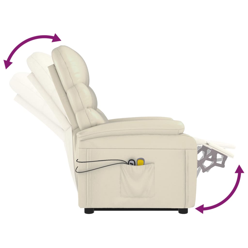 Stand up Massage Chair Cream White Faux Leather