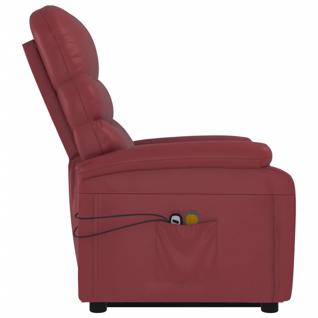 Stand up Massage Chair Wine Red Faux Leather