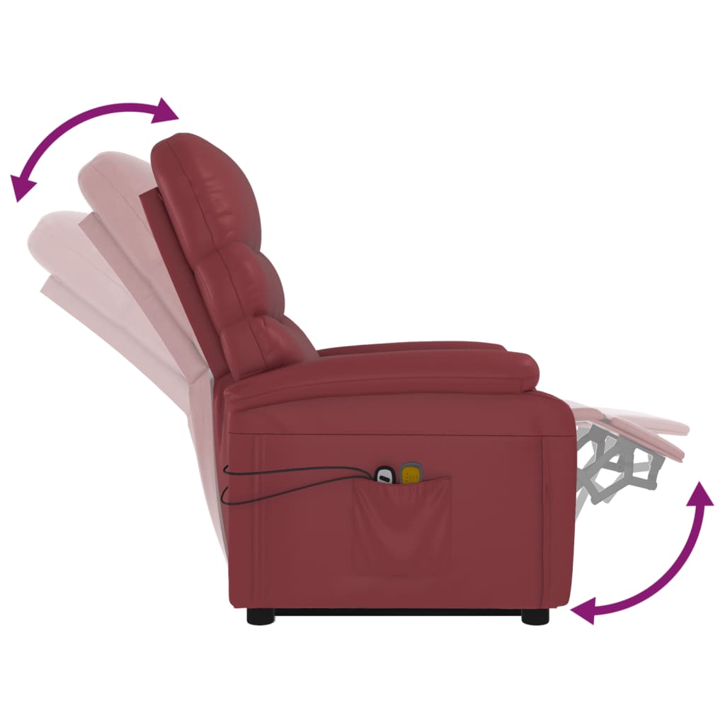 Stand up Massage Chair Wine Red Faux Leather