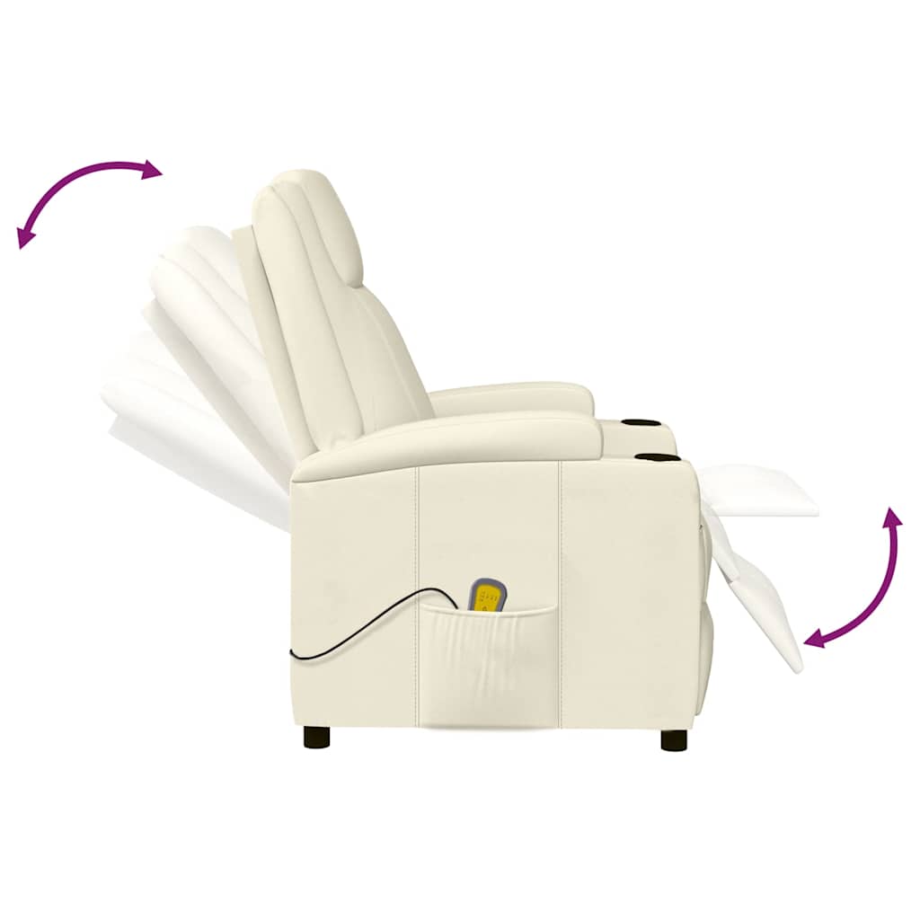 Massage Chair Cream White Faux Leather