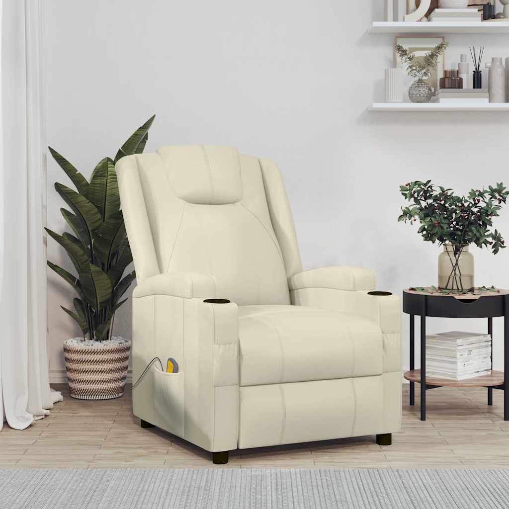 Massage Chair Cream White Faux Leather