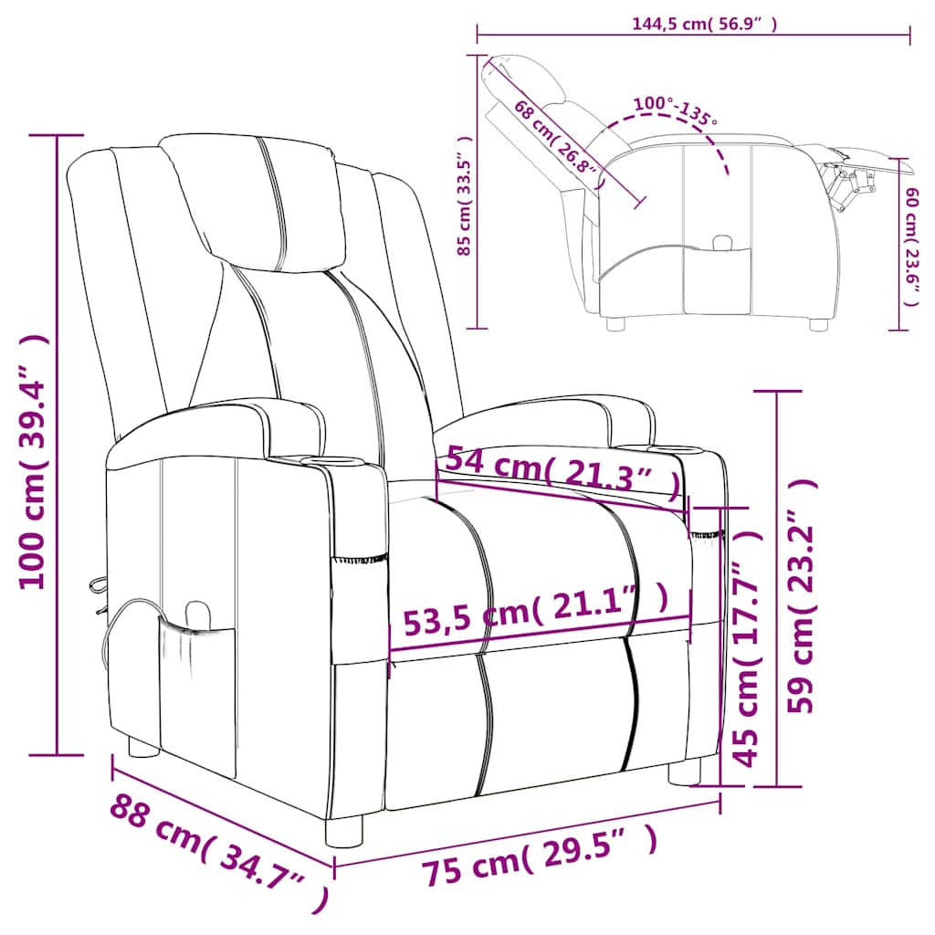 Massage Chair Wine Red Faux Leather