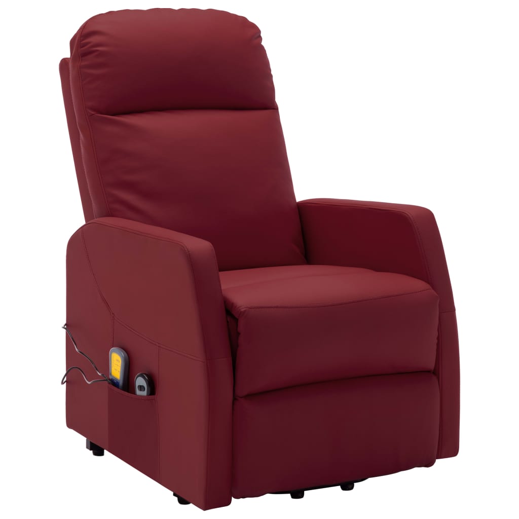 Stand up Massage Chair Wine Red Faux Leather