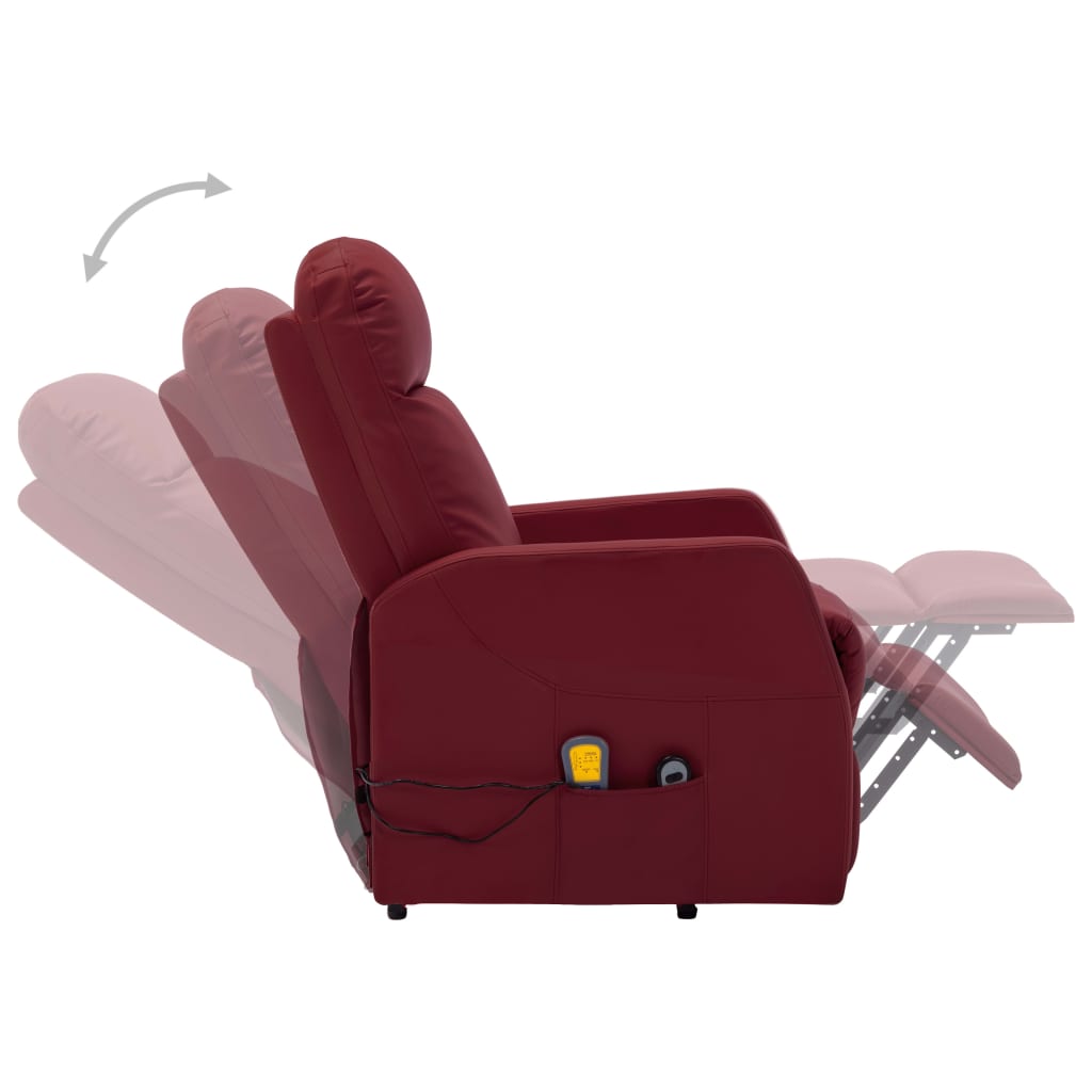 Stand up Massage Chair Wine Red Faux Leather