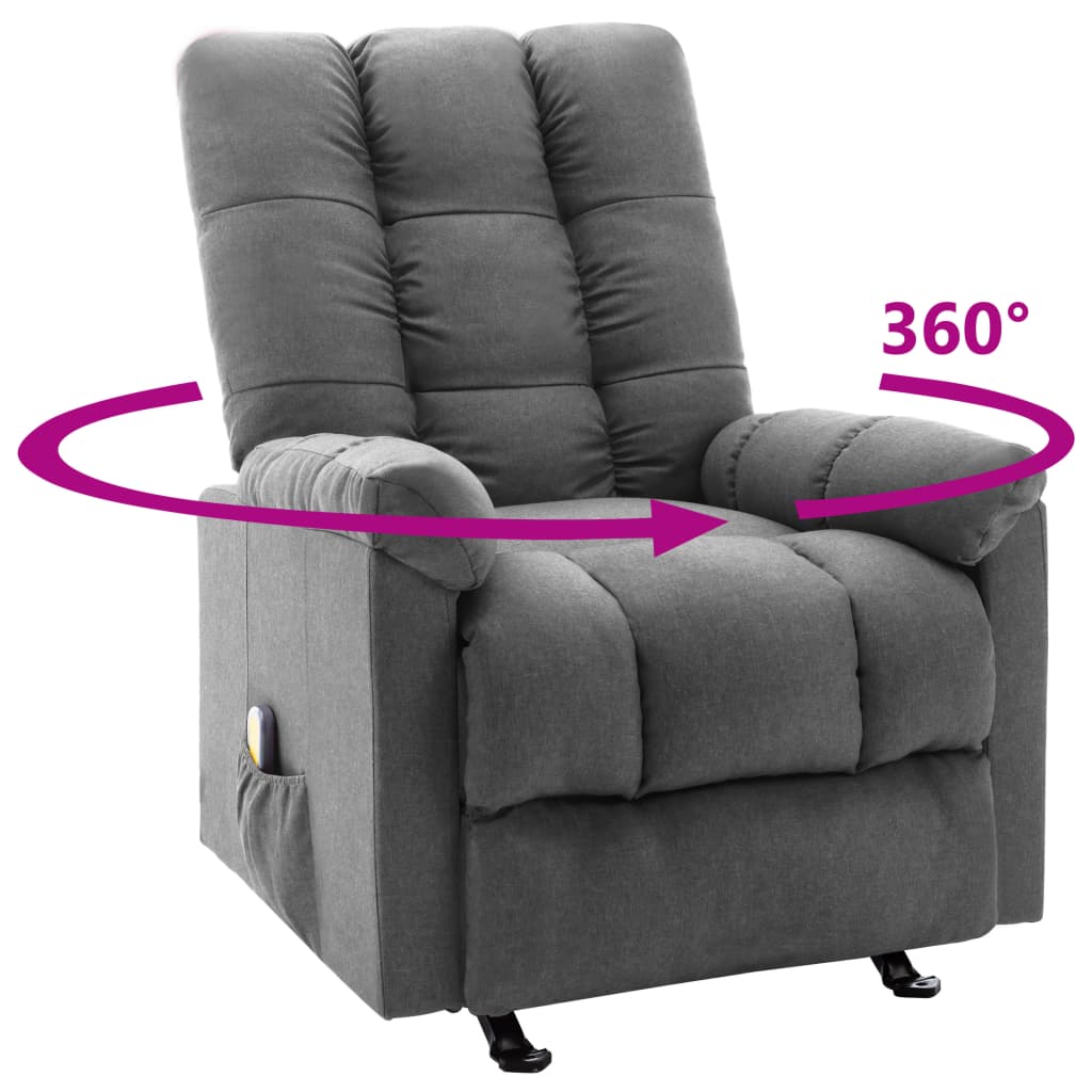 Massage Reclining Chair Light Grey Fabric