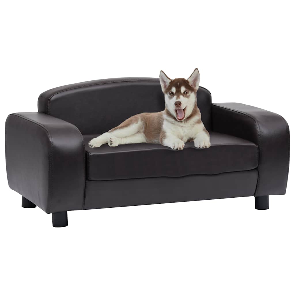 Dog Sofa Brown 80x50x40 cm Faux Leather