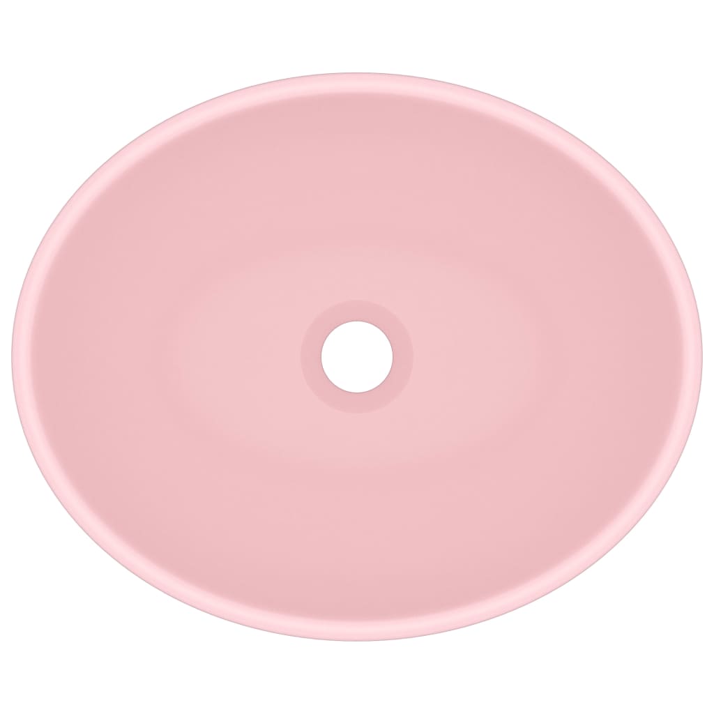 Luxury Basin Oval-shaped Matt Pink 40x33 cm Ceramic