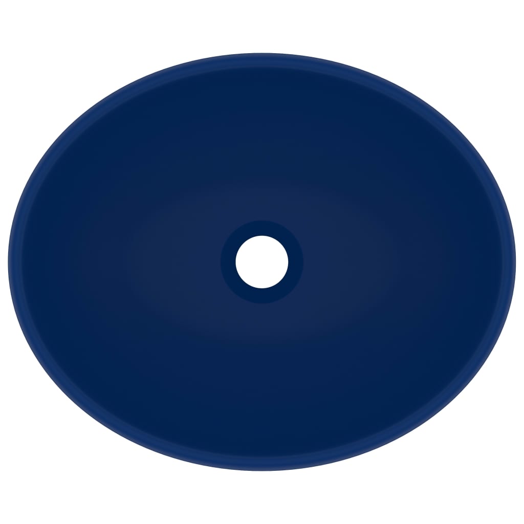 Luxury Basin Oval-shaped Matt Dark Blue 40x33 cm Ceramic