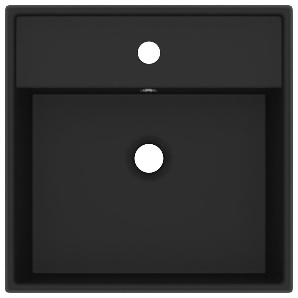 Luxury Basin Overflow Square Matt Black 41x41 cm Ceramic