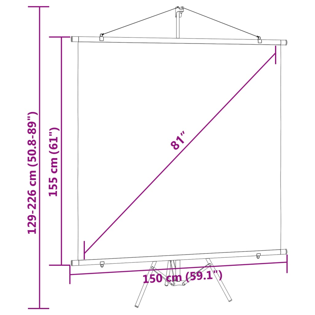 Projection Screen with Tripod 205.7 cm 1:1