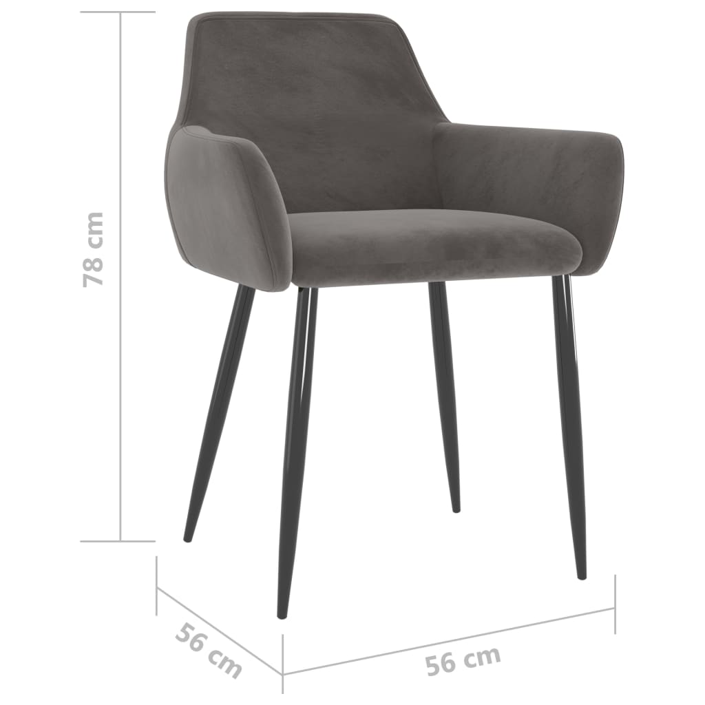 Dining Chairs 2 pcs Dark Grey Velvet