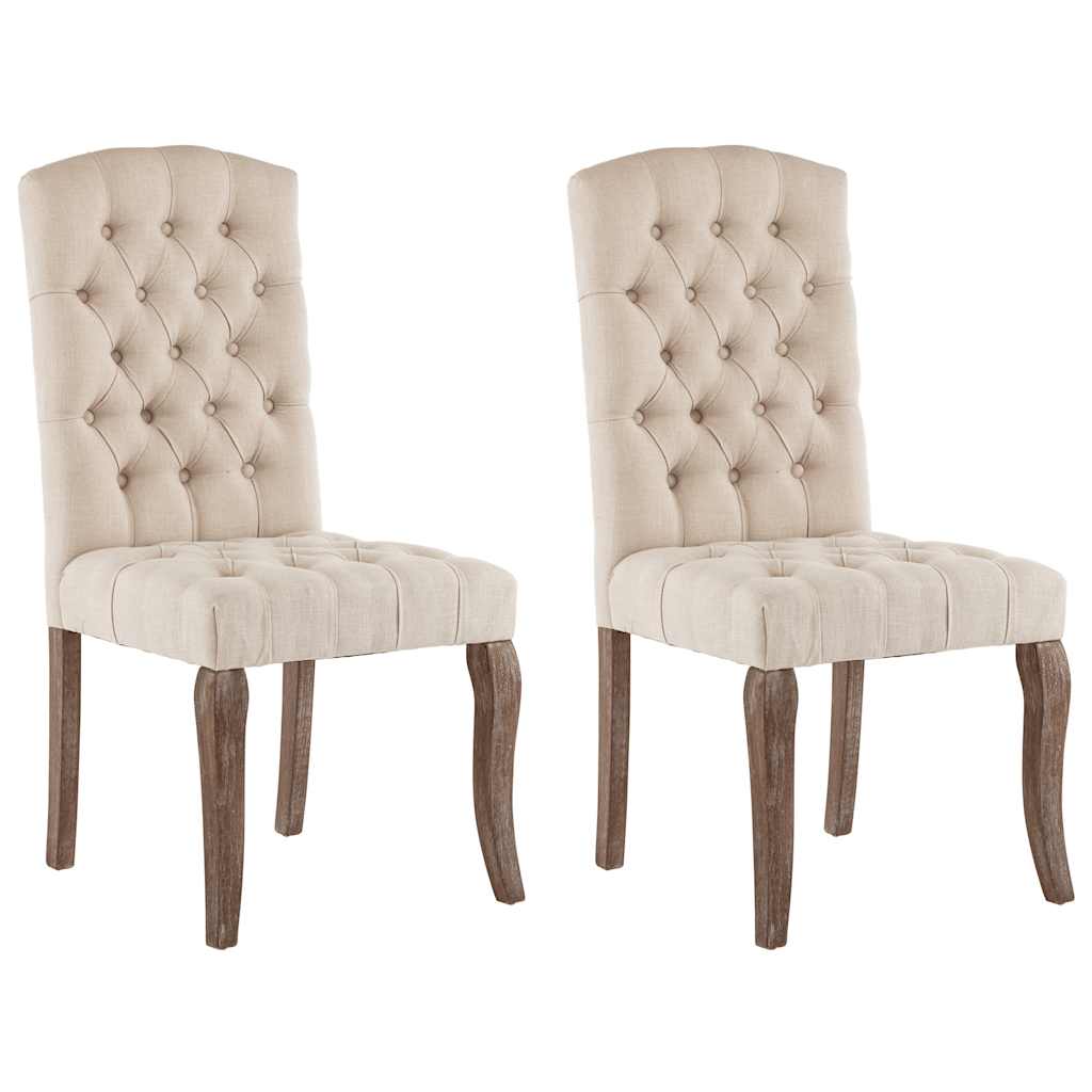 Dining Chairs 2 pcs Beige Linen-Look Fabric