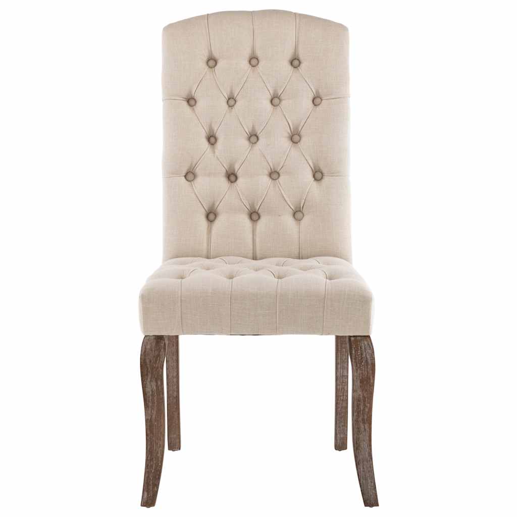 Dining Chairs 2 pcs Beige Linen-Look Fabric