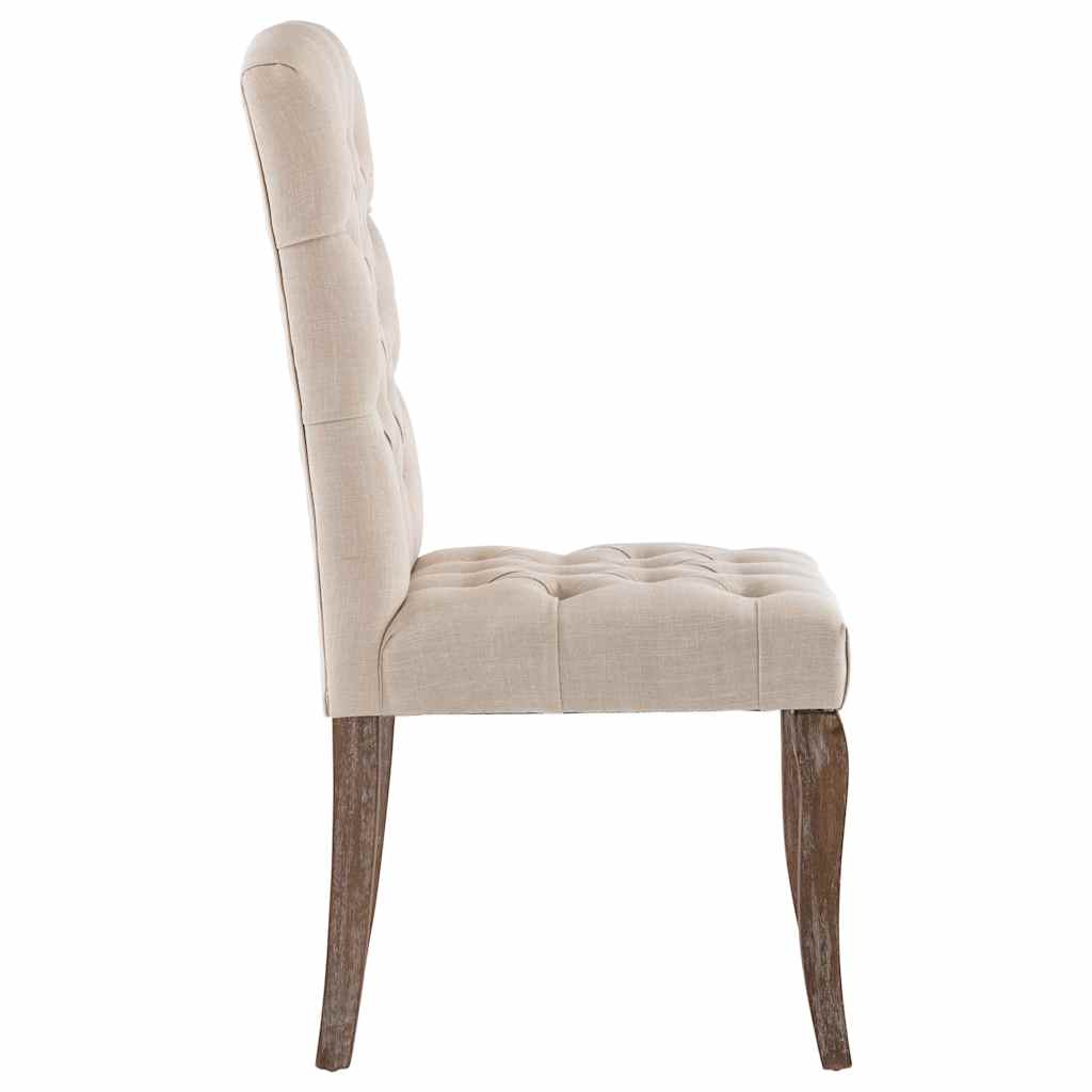 Dining Chairs 2 pcs Beige Linen-Look Fabric