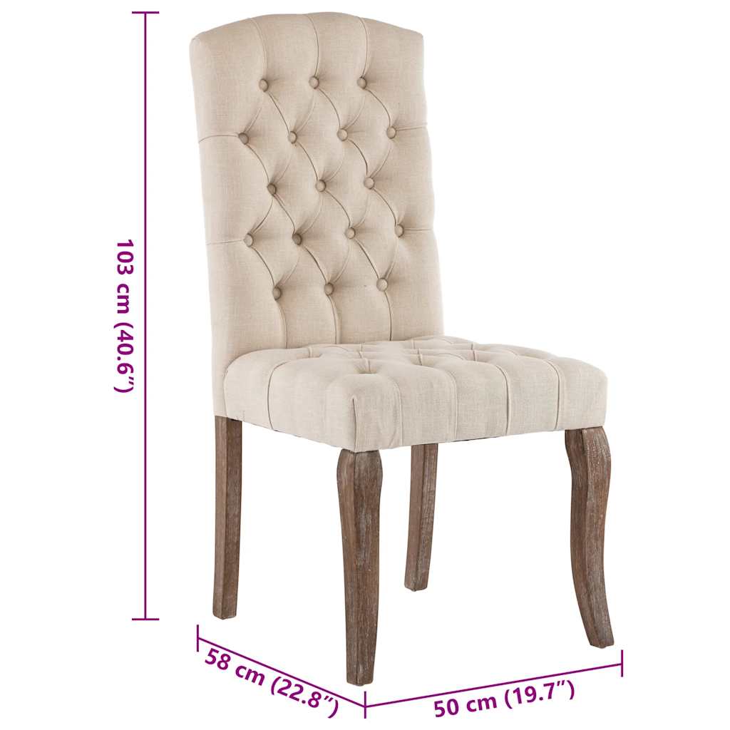 Dining Chairs 2 pcs Beige Linen-Look Fabric