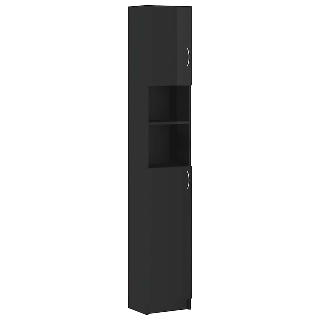 Washing Machine Cabinet Set High Gloss Black Engineered Wood
