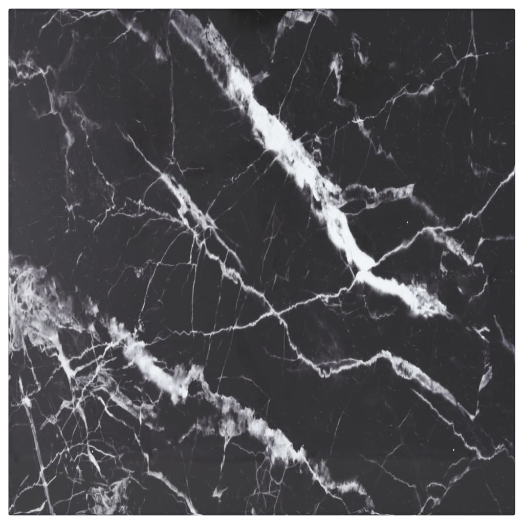 Table Top Black 70x70 cm 6 mm Tempered Glass with Marble Design