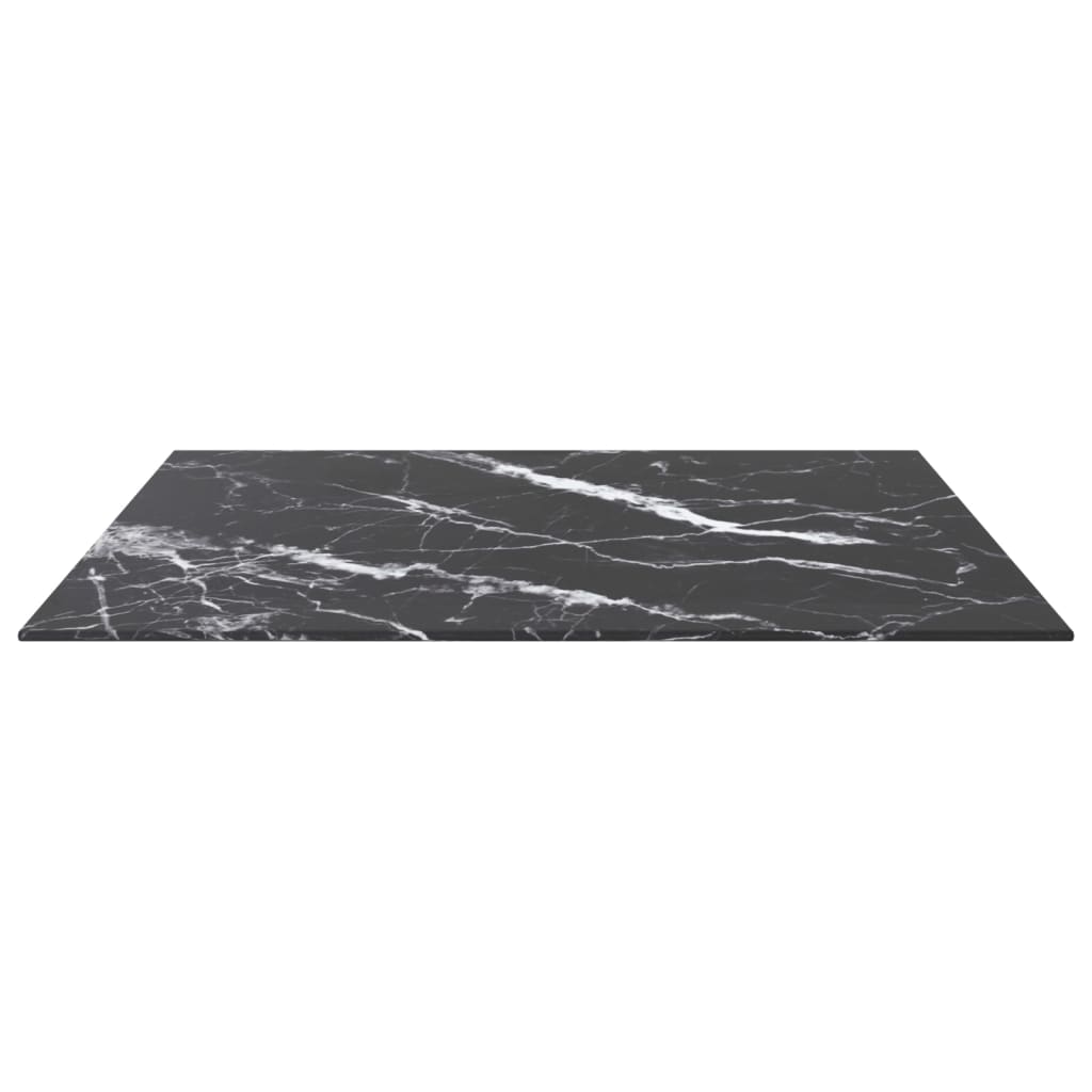 Table Top Black 70x70 cm 6 mm Tempered Glass with Marble Design