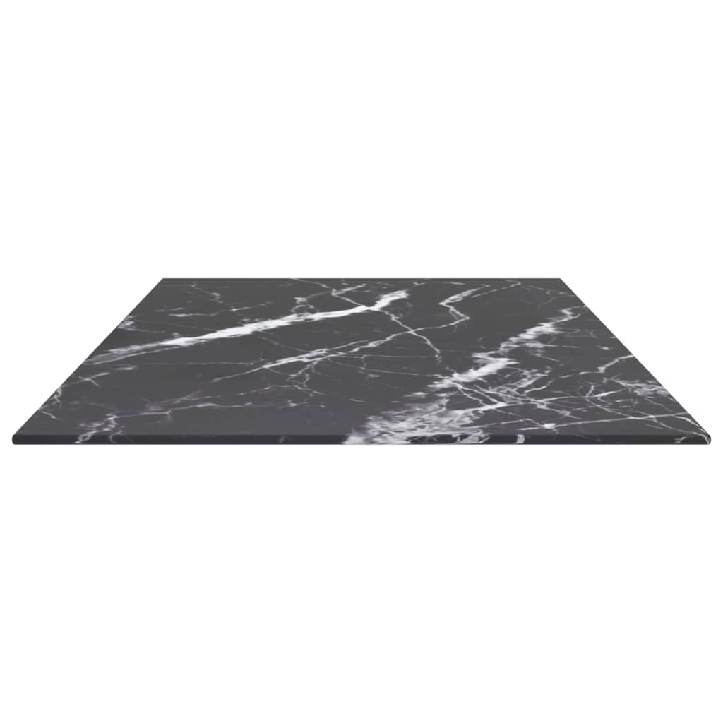 Table Top Black 100x50 cm 6mm Tempered Glass with Marble Design
