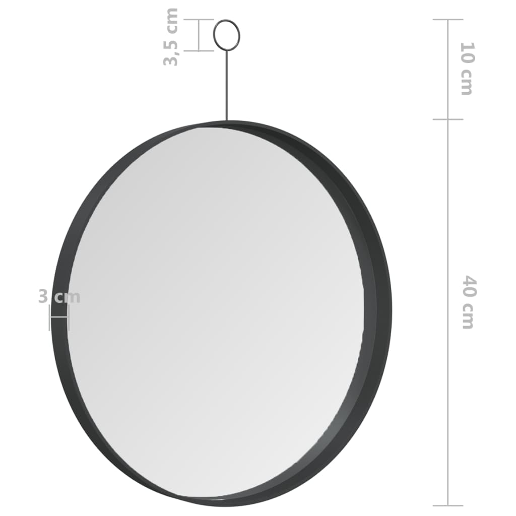 Hanging Mirror with Hook Black 40 cm