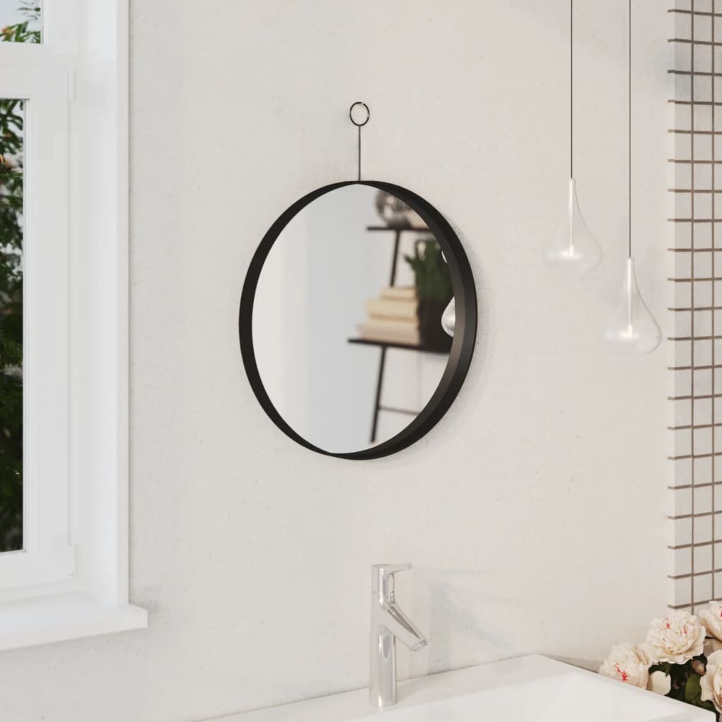 Hanging Mirror with Hook Black 40 cm