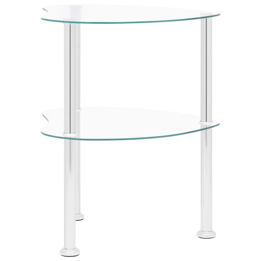 2-Tier Side Table Transparent 38x38x50 cm Tempered Glass