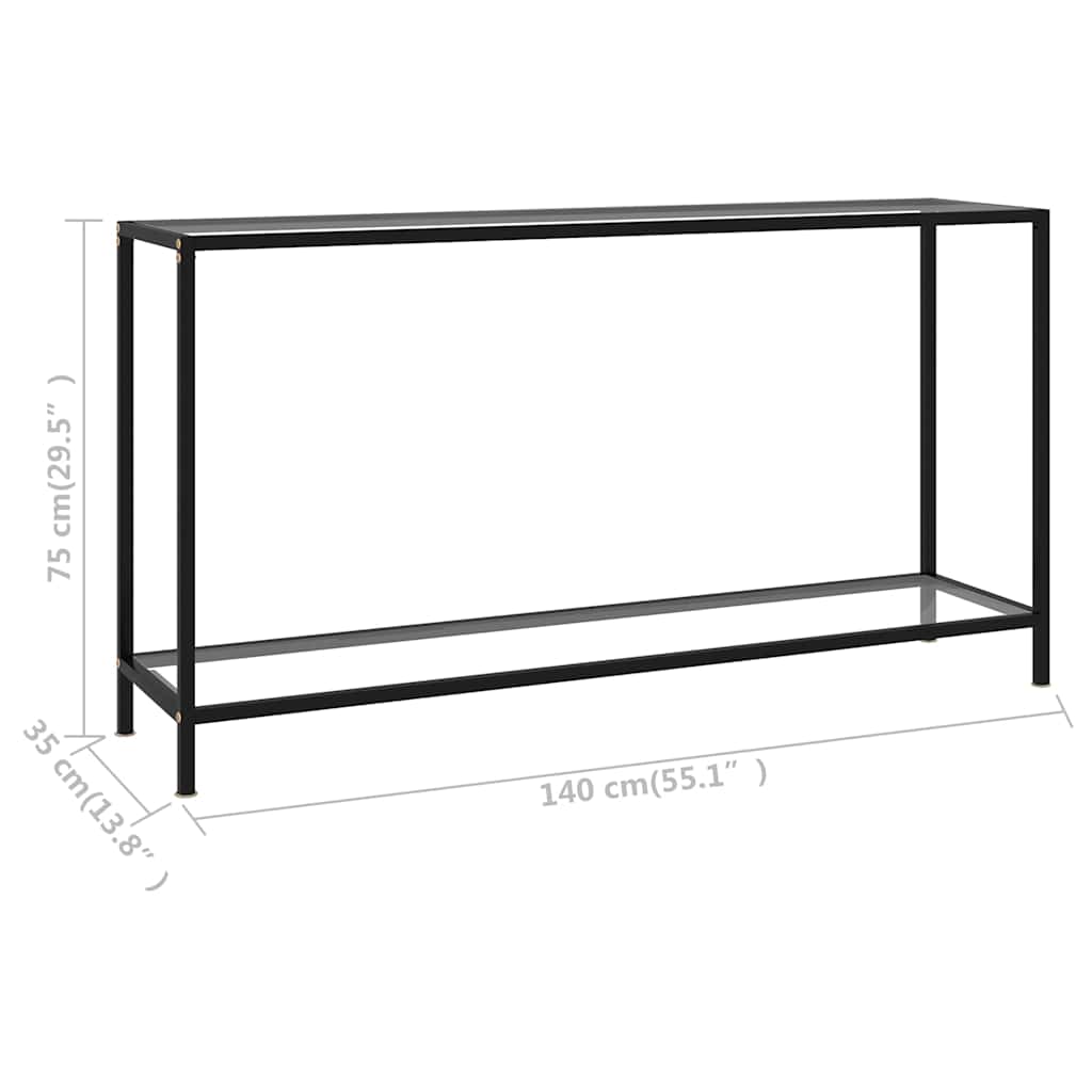 Console Table Transparent 140x35x75 cm Tempered Glass