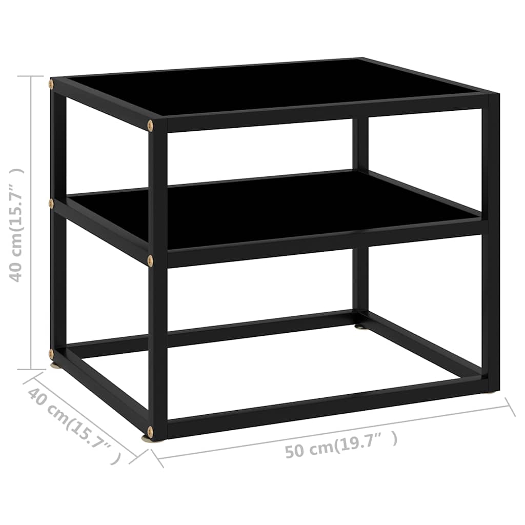 Console Table Black 50x40x40 cm Tempered Glass