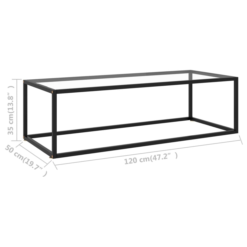 Coffee Table Black with Tempered Glass 120x60x35 cm