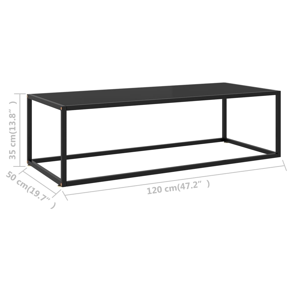 Coffee Table Black with Black Glass 120x50x35 cm