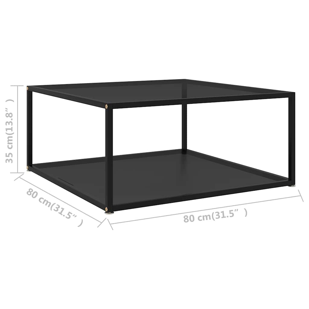Coffee Table Black 80x80x35 cm Tempered Glass