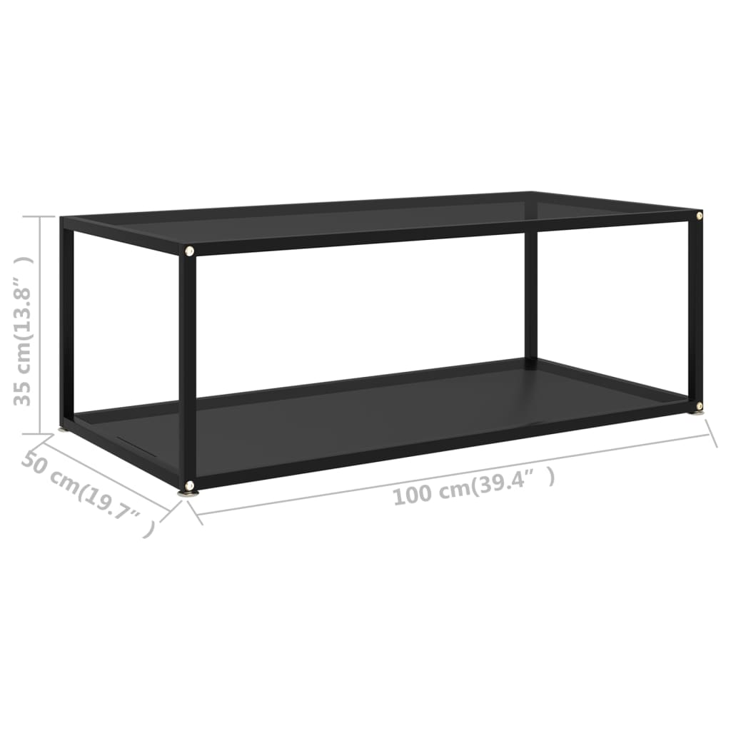 Coffee Table Black 100x50x35 cm Tempered Glass