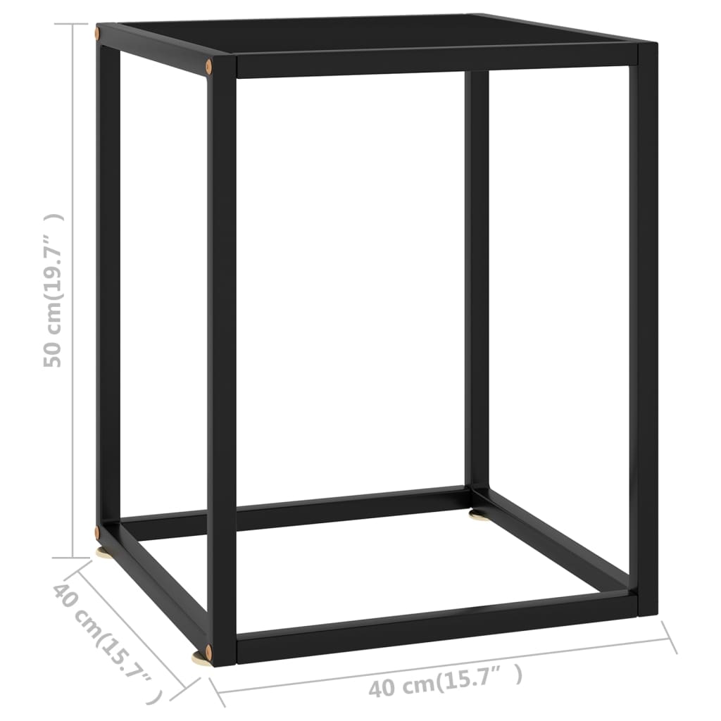 Coffee Table Black with Black Glass 40x40x50 cm