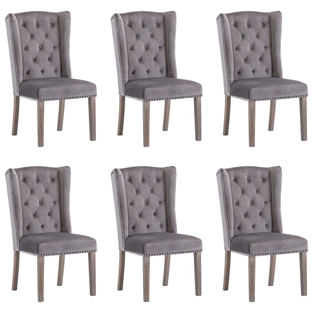Dining Chairs 6 pcs Grey Velvet