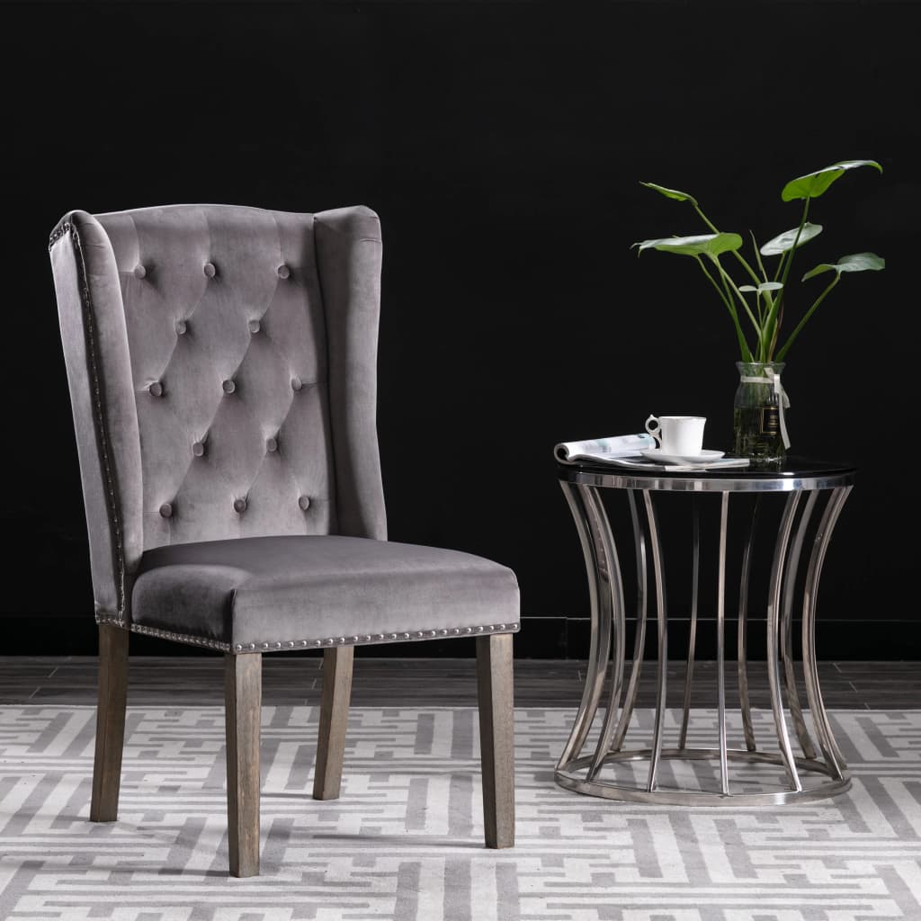 Dining Chairs 6 pcs Grey Velvet
